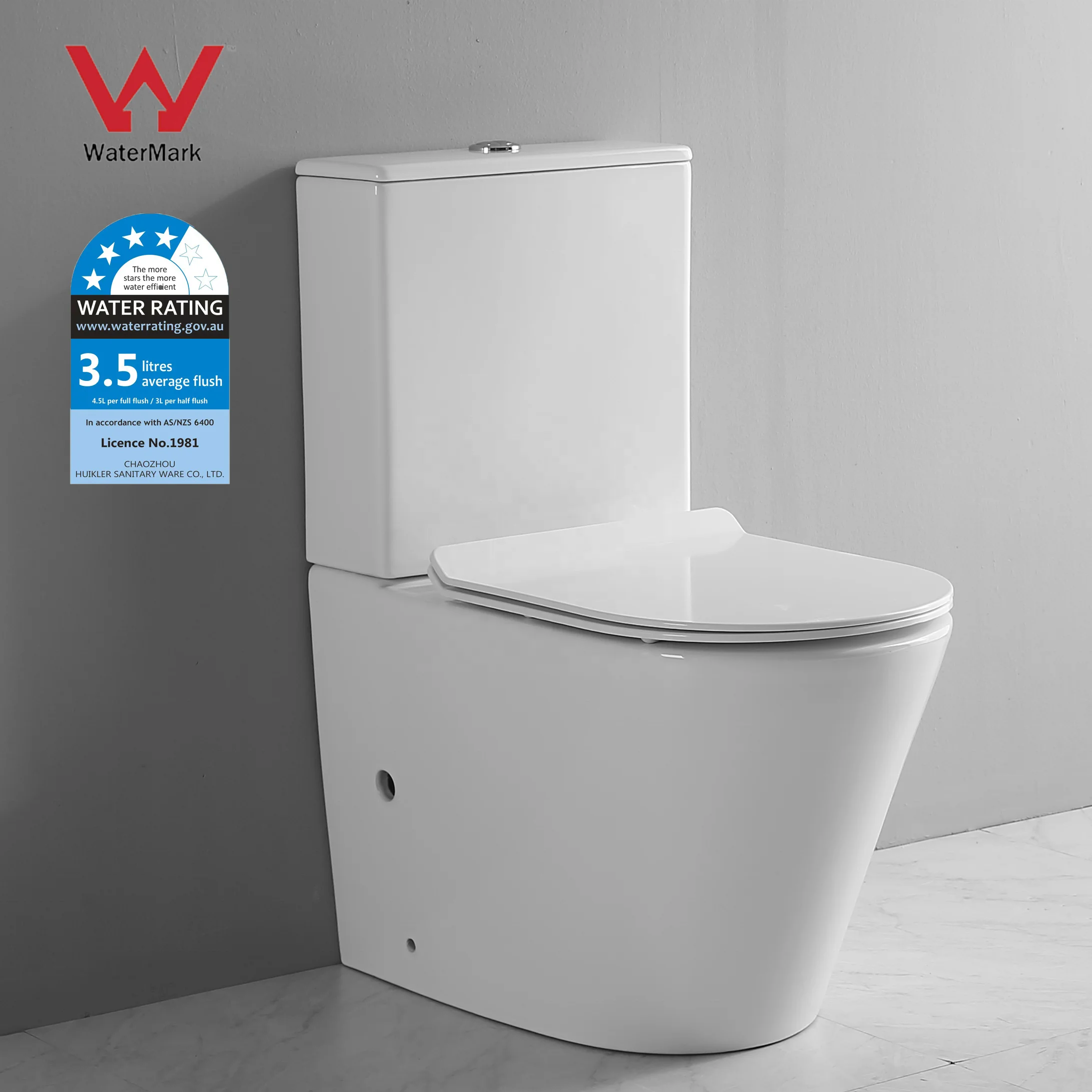 Hot sale sanitary ware floor mounted rimless washdown commode australia standard toilet watermark two piece toilet bowl