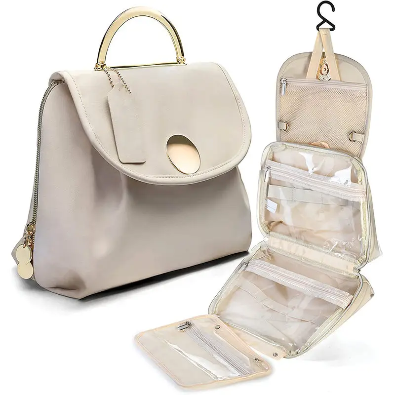 Custom Beauty Toiletry Organic Cosmetic Pouch Hanging Toiletry Luxury Cosmetic Bag