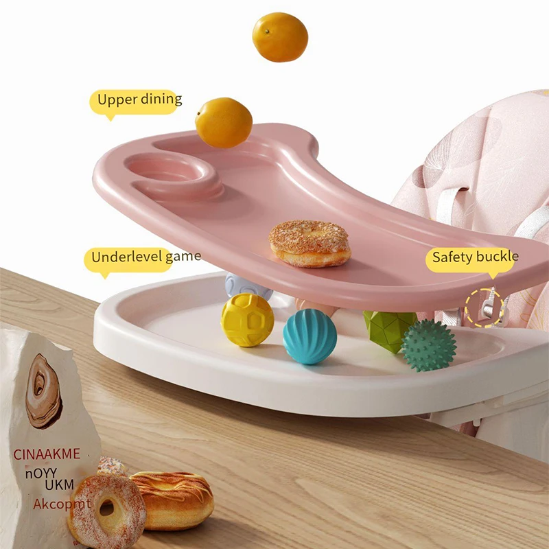 High Quality Baby Products Plastic Portable Folding Dinning Chair For Kids Feeding Cute Baby Rocking Chair With Universal Wheel