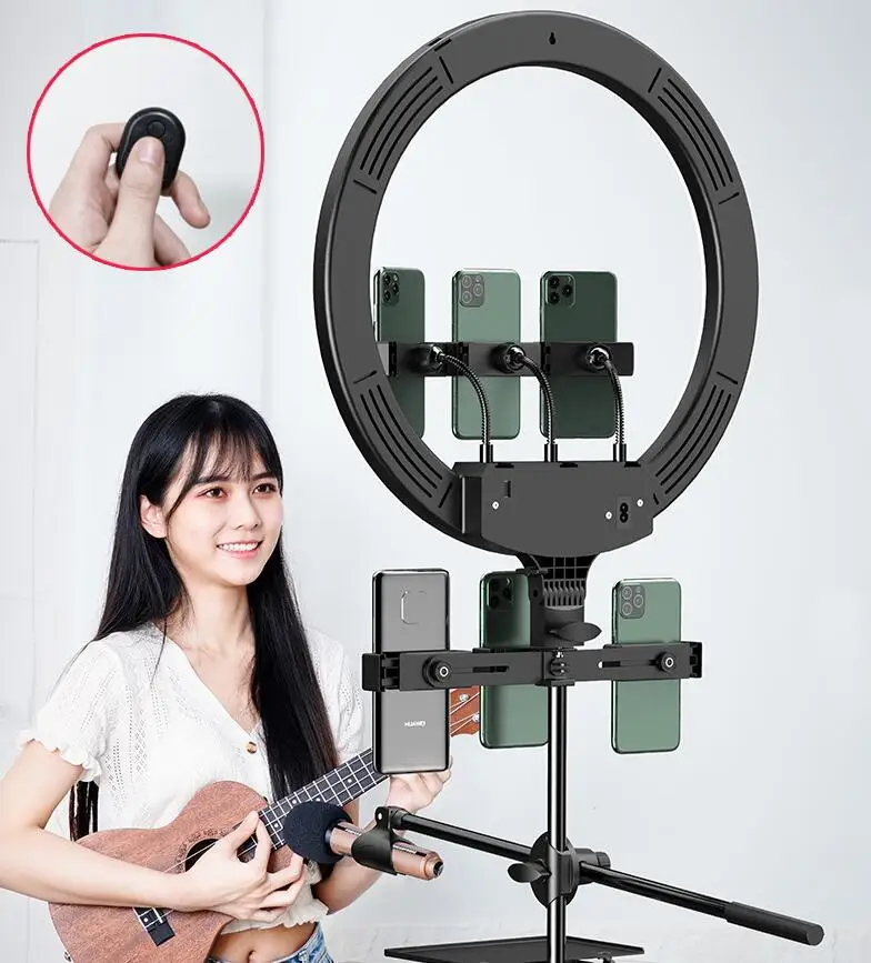 Microphone tripod stand with 18inch ring light for livestream youtube video recording tiktok stand