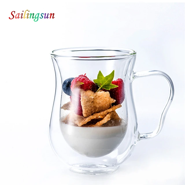 classical premium high clear double wall glass beverage coffee milk mug