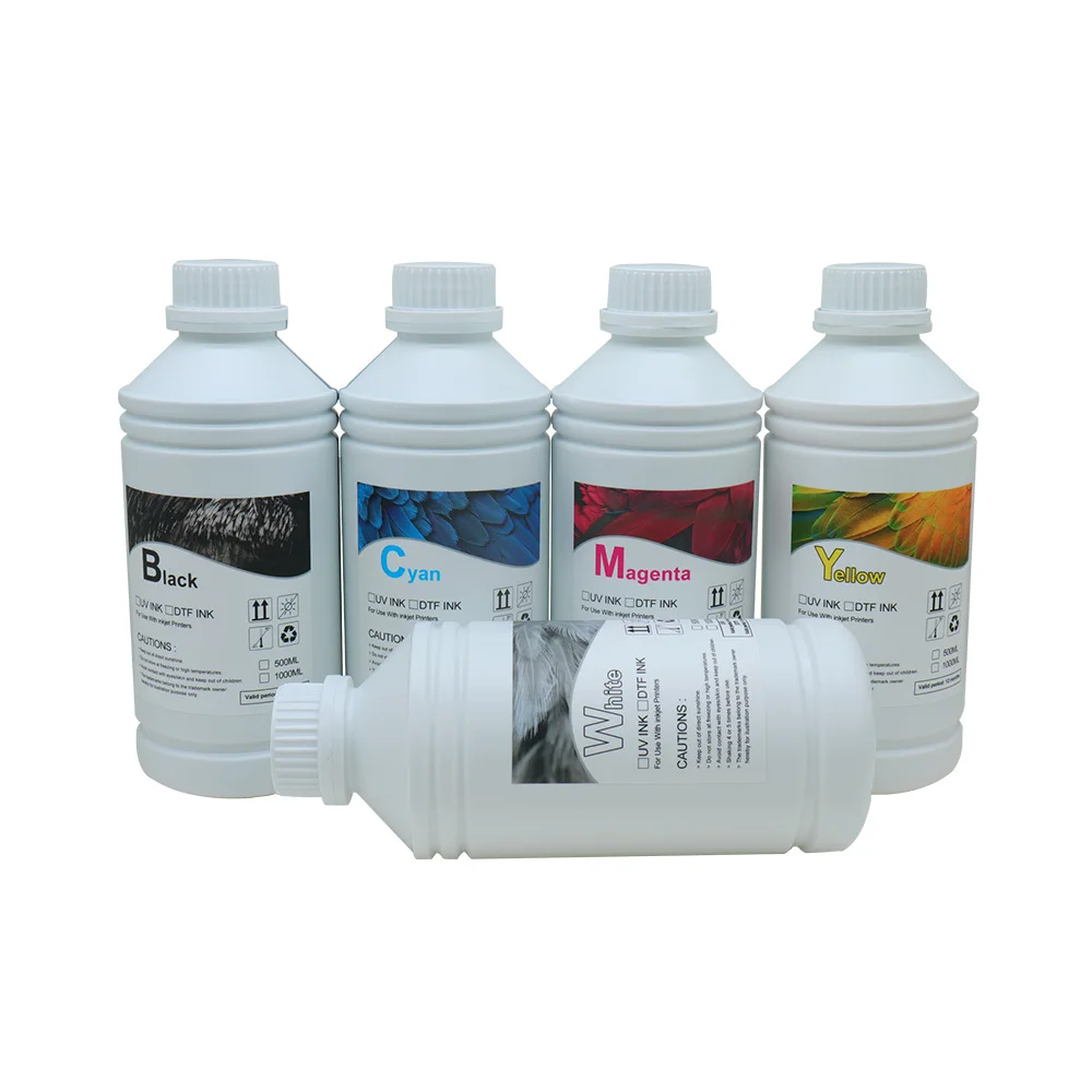 DTF Pet Film Transfer Pigment C M Y K W DTF Ink 1000ml for T-shirt Transfer Printing A3 Film DTF Printer