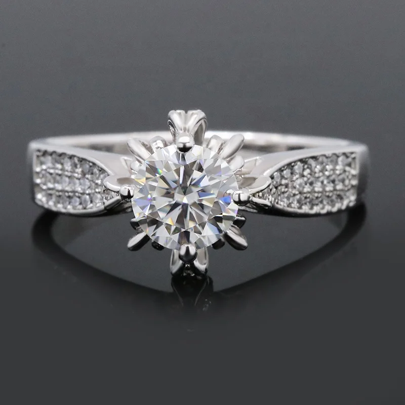 Wholesale Engagement Wedding Ring Round Brilliant Silver 925 Moissanite Diamond Ring