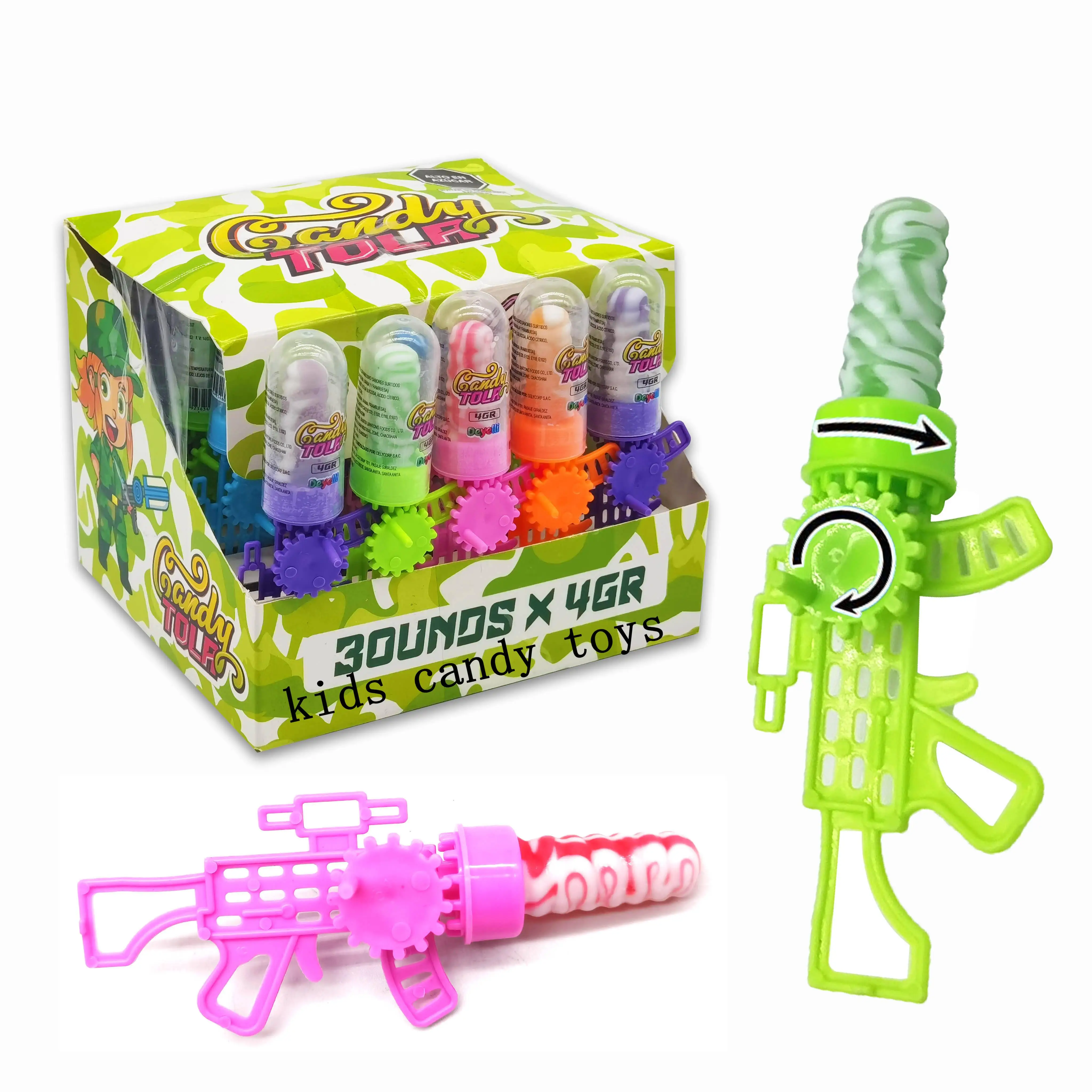 China Candy Toy Supplier Kids Funny Lollipop Plastic Gun Toy Sweet Candy With Toys