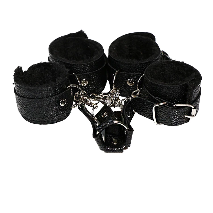 Leather Lint Bondage Metal Porn Handcuffs Backhand Restraint Hands And Feet Cross Buckle Sex Toys Sm Products