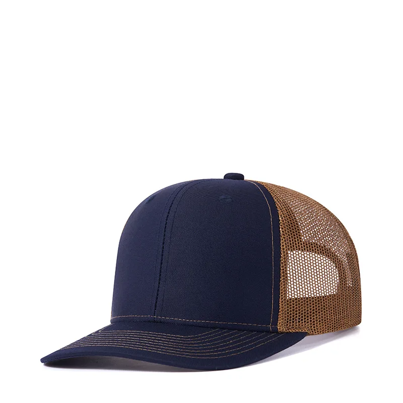 New Style solid color Fashion Breathable 5 Panel Mesh Custom Gorra Performance Sport Waterproof Rubber Logo Tucker Hats