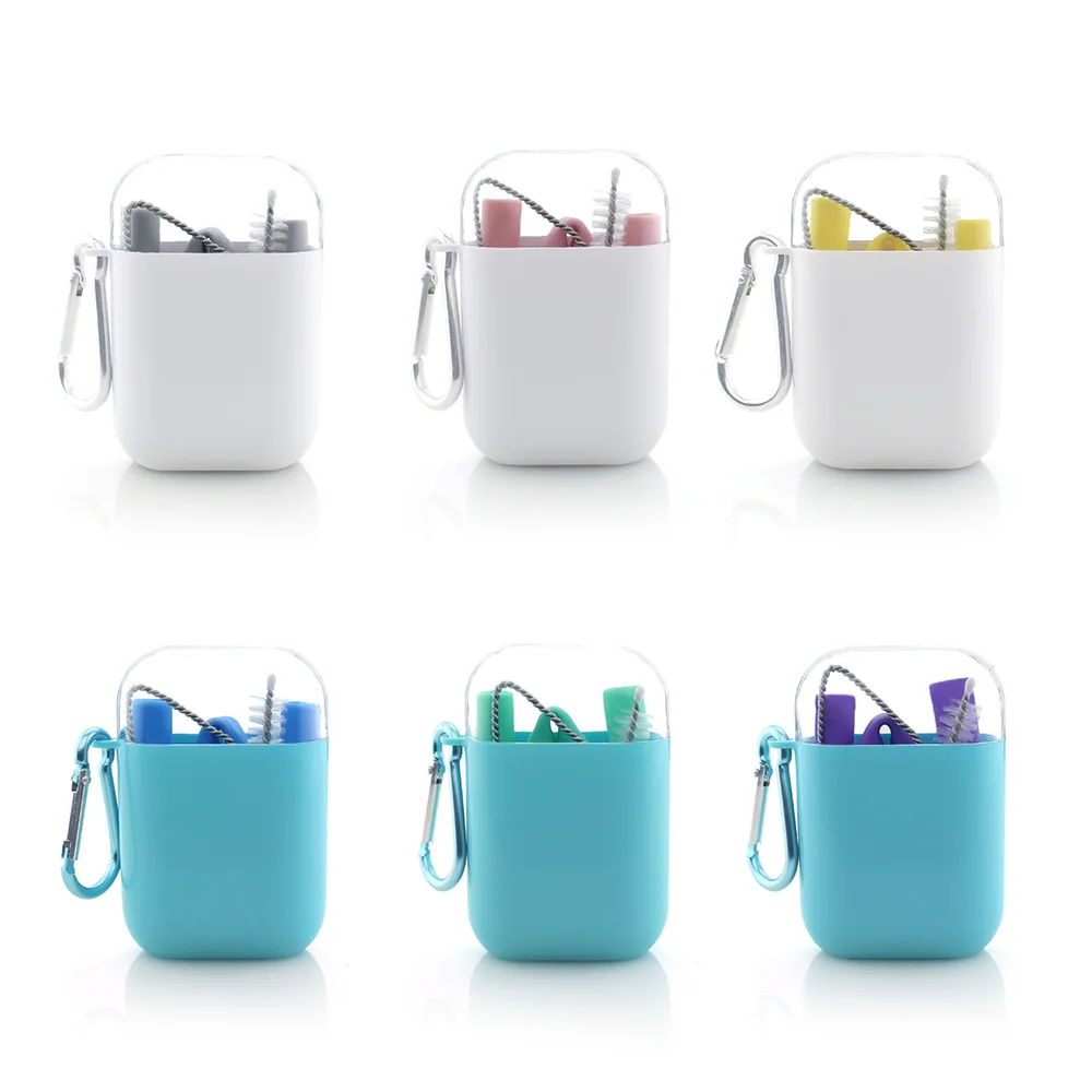 Eco-Friendly Reusable Silicone Straight Drinking Straws With Cleaning Brushes
