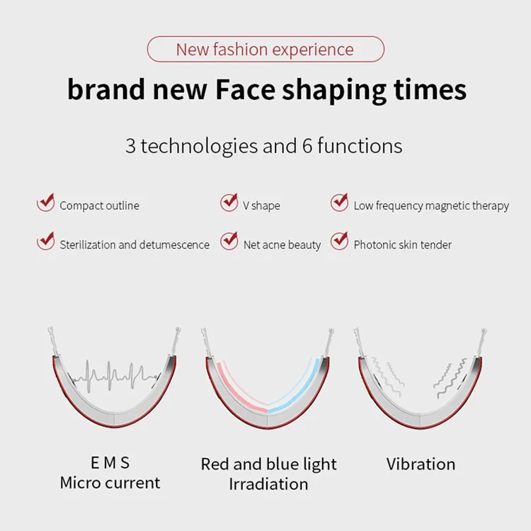 Chin V-Line Up Lift Belt Machine Red Blue LED Photon Therapy Facial Lifting Device Face Slimming Vibration Massager V-Face Care