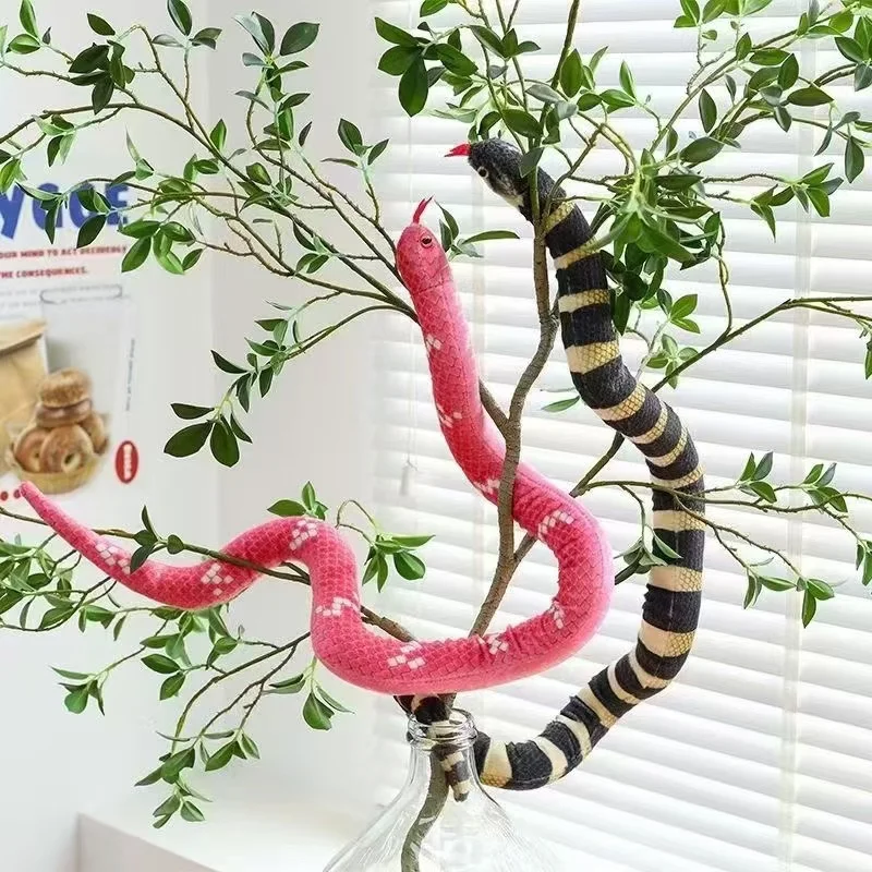 Colourful snake stuffed animal toy green snake in stock wholesale plush toy