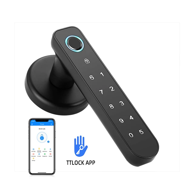 Single latch dead bolt digital smart door lock passcode biometric home wooden bedroom electronic fingerprint door handle lock