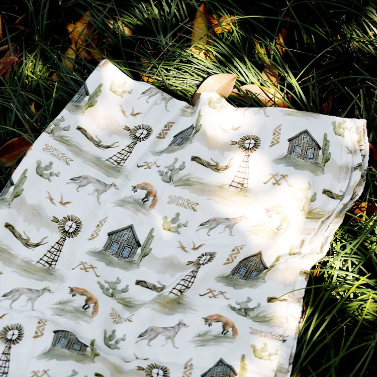 Organic Infant Muslin Swaddle Blankets Blanket Soft Bamboo Cotton  Unisex Swaddling Wrap Receiving Blanket Wholesale