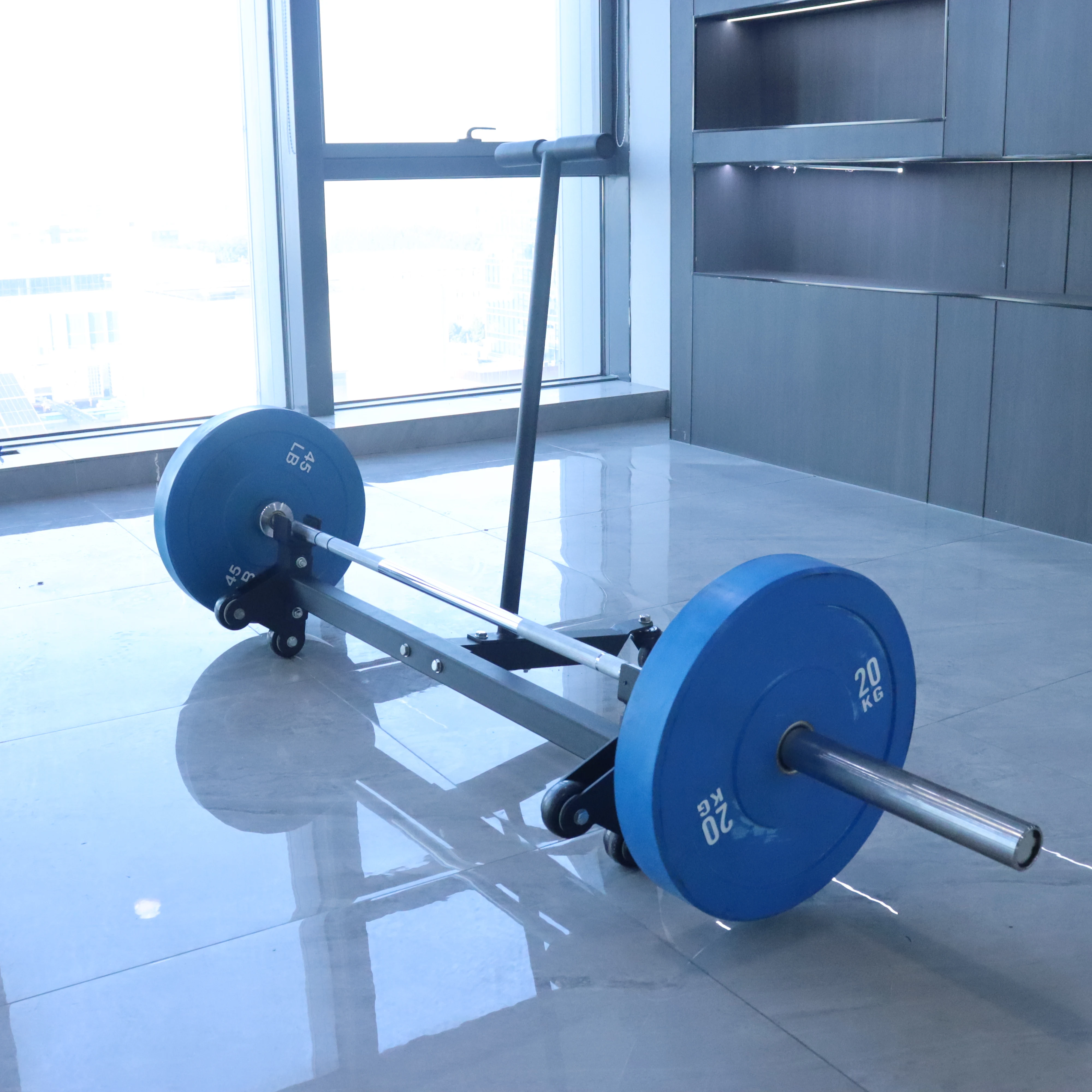 Fitness Double-Sided Deadlift Jack with Wheels Easy Quick Swap Barbell Plate Changer Stand for Deadlifts
