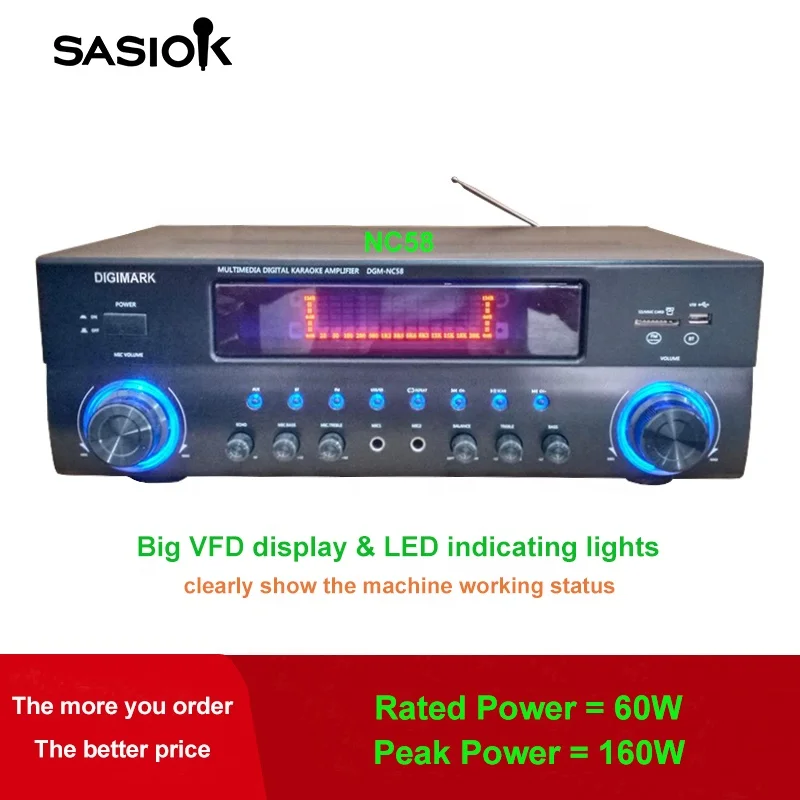 Микрофон echo BT/USB/SD/MMC/AUX/MP3/CD/VCD/DVD аудио вход NC58 стерео синий зуб караоке усилитель динамик Профессиональный FM радио светодиод