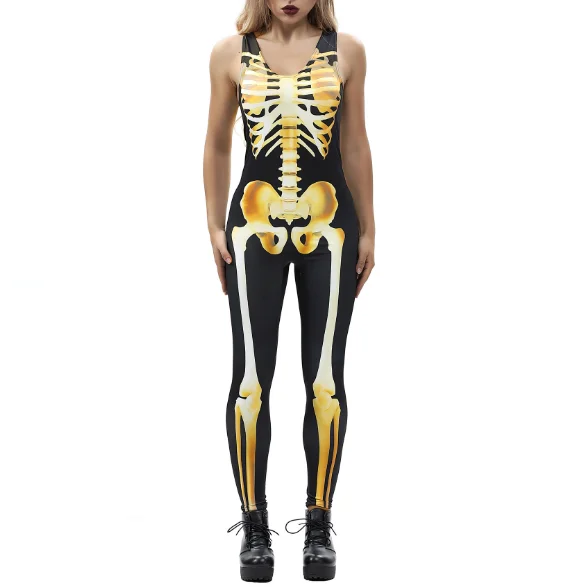 
Halloween 3D Butterfly Skeleton Disgusting Party Costume One Piece Spandex Jumpsuit Women 