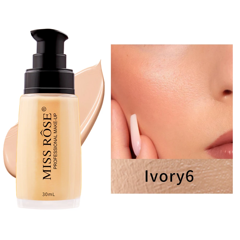 Miss Rose Liquid Foundation Moist Oil Control Face Whitening Long-lasting Conclear Makeup Cosmetics