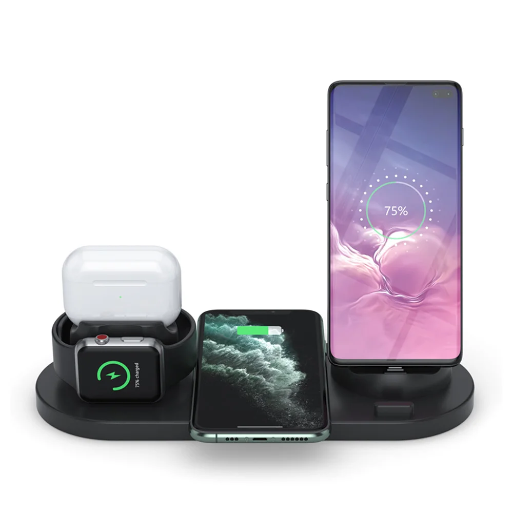 2021hot 10w wireless charger for phone long distance qi fast 6 in 1 wireless charger stand