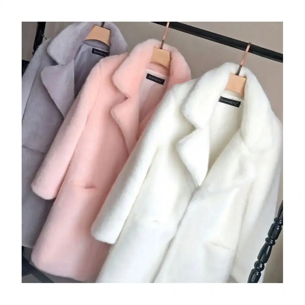 Wholesale Ladies Jacket Winter Fur Long Coats Women Winter Clothes Fur-Integrated Long Faux Fur Coat Mink Mid-Length for Women