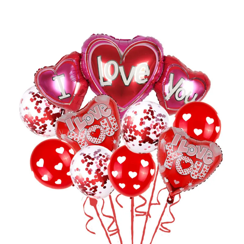 Valentines Day Balloon Bouquet Heart Shape Foil Balloons Kits For Anniversary Wedding Party Decoration
