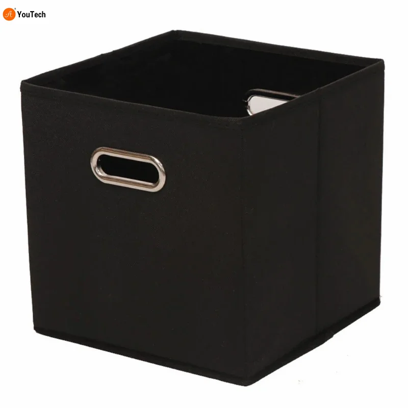 50LB Cloth Cube Storage Boxes with Double Metal Handle Collapsible Folding Basket Wardrobe Storage Box for Clothes Toys Storage
