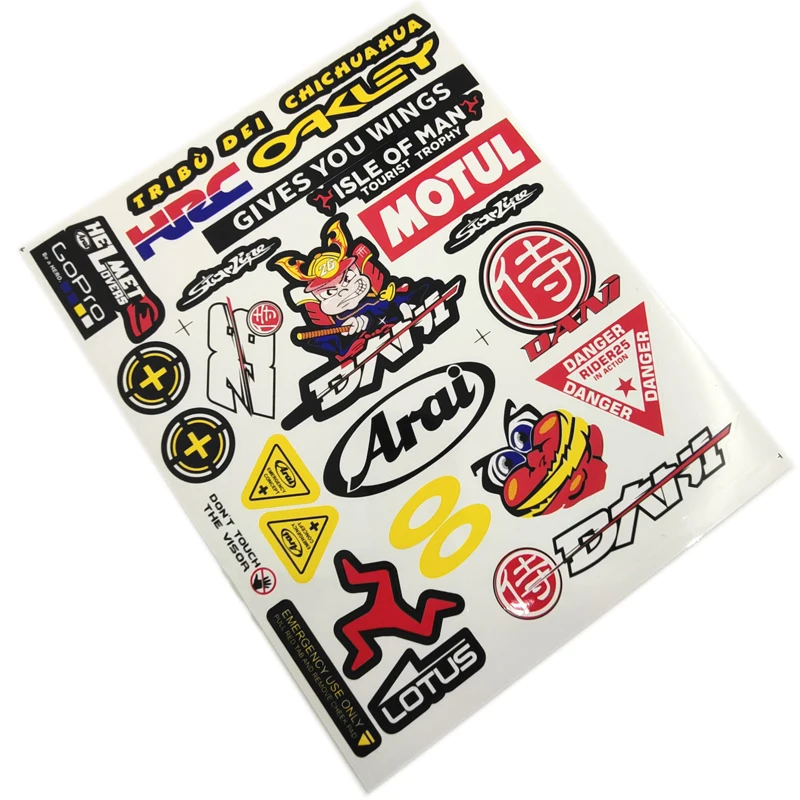 custom sponsors logo racing design vinyl waterproof decal graphic helmet stickers motorcycle