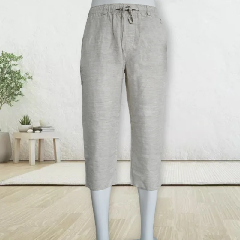 Factory Price Wholesale Linen And Cotton Khaki Trouser Mens Linen pants Prices Natural