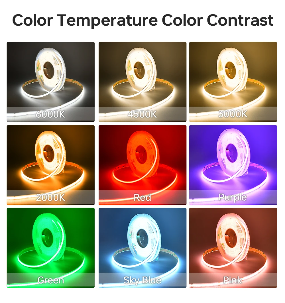ZBL Commercial Dream Full Color Rgbw DC12V Cob Led Strip Light CE ROHS 3 Years Warranty Flexible COB Led Strip Light
