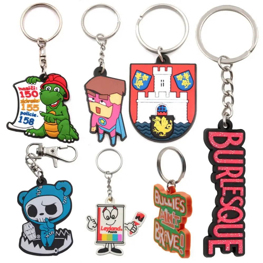 Supplier promotional custom logo keychain cute anime kawaii cartoon mexican keyring soft pvc rubber key chain