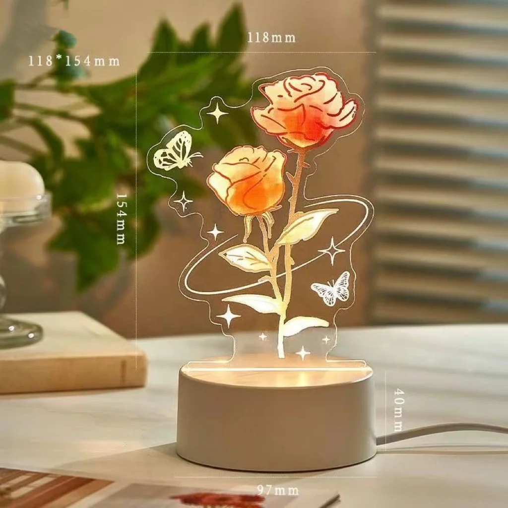 Custom Design 3D Illusion Kids Gift Bedroom Multicolor Acrylic Night Lights Modern Table Lamp Touch with USB Charging