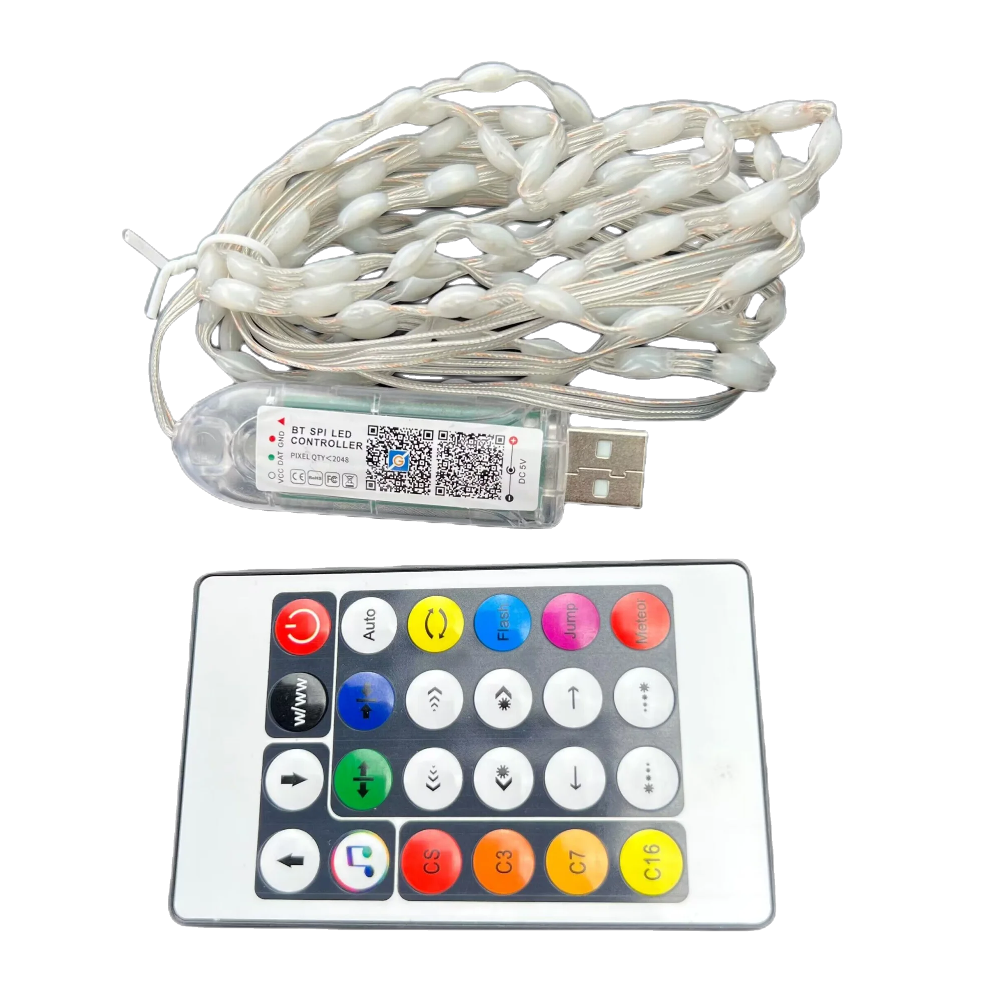 DC5V USB Bluetooth приложение 1 5 см/2 см/3 см шаг 100 пикселей светодиодная гирлянда RGB Адресуемая полноцветная с удаленным прозрачным проводом