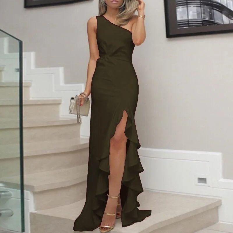 2022 Round Neck Sleeveless Plain Elegant Women Summer Party Long Casual Dress