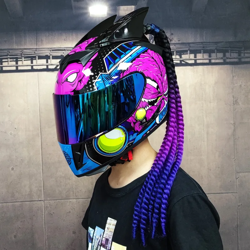 Wejump Personalized urban Full Face Helmet Motorcycle For Fashion Girl With Ponytails