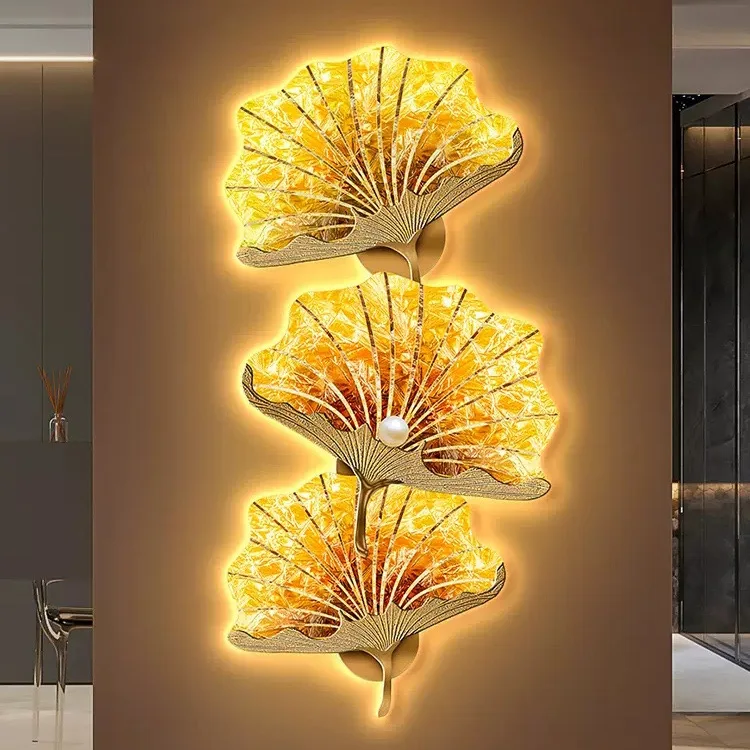 120*60cm with light Modern design large Aluminum alloy frame Gallery hanging paintings decoration living room Crystal wall decor