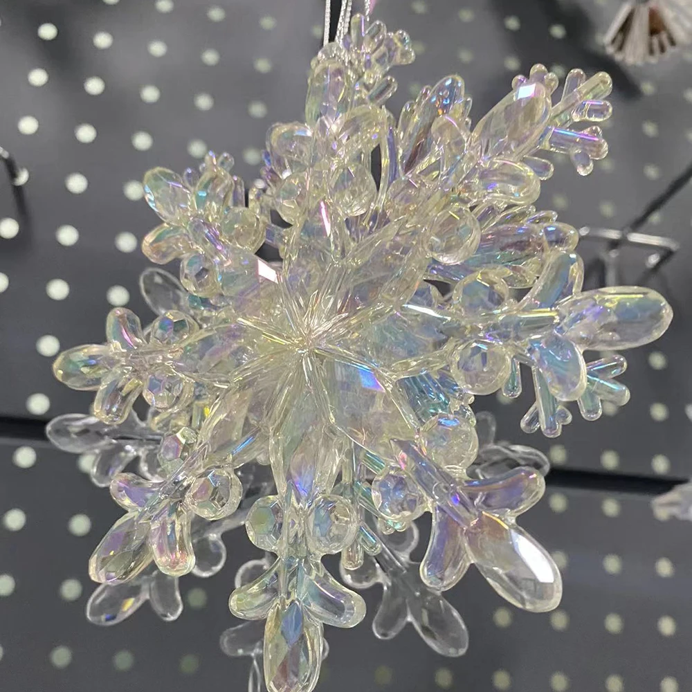 Laser cut clear acrylic Christmas tree decoration custom snowflake acrylic festive party decoration gifts