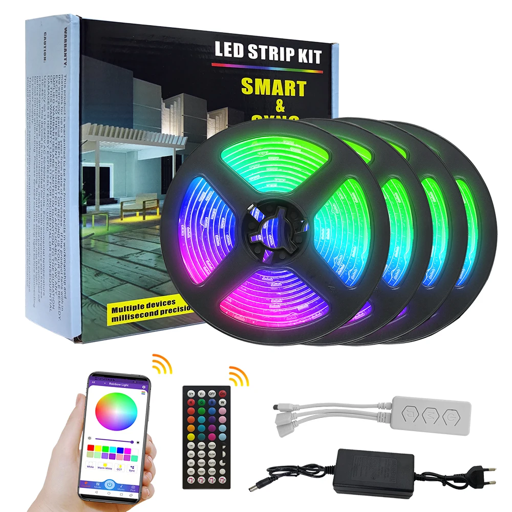 Multi Colour Led Strip Light Kit With App Remote Control Smart Led Strip Lights For Party Bedroom