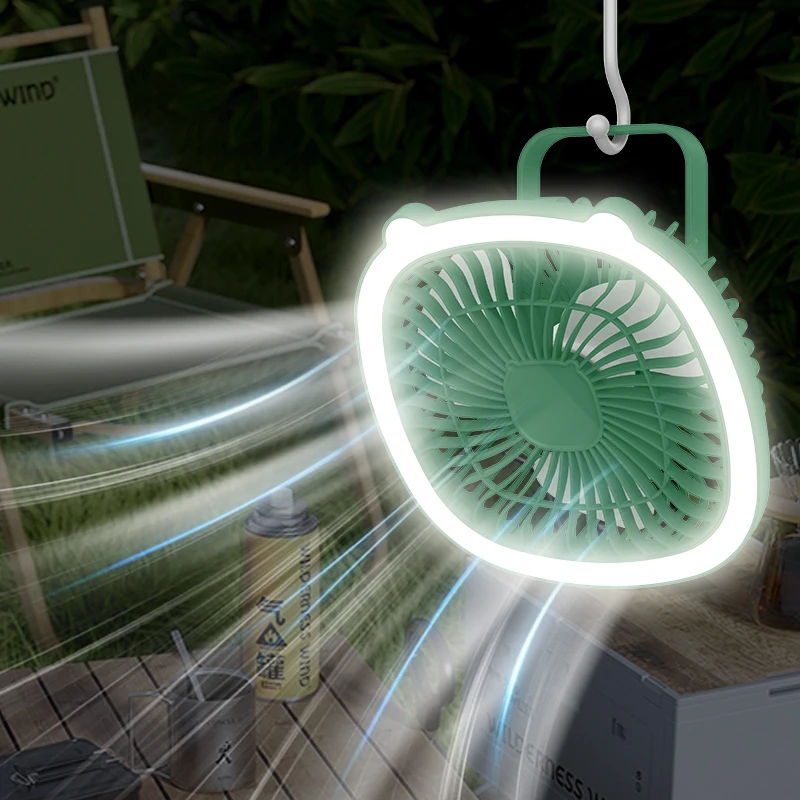 Younimei cheap desk mini fan brushed motor Portable summer low noise USB Rechargeable cool wind ceiling fan with light