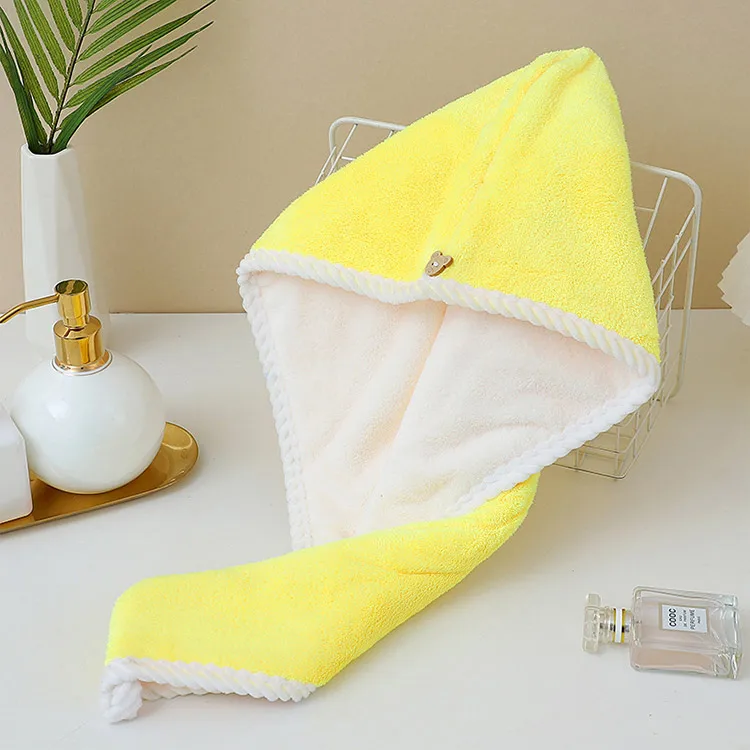 Double layer thick coral velvet dry hair towel  soft and strong water absorbing curly and straight hair special dry hair cap