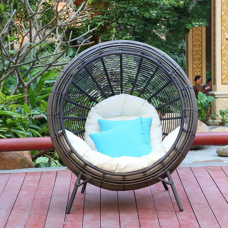 Modern Leisure Metal Rattan Simple Design Garden Wicker Patio Rattan Sofa Chair