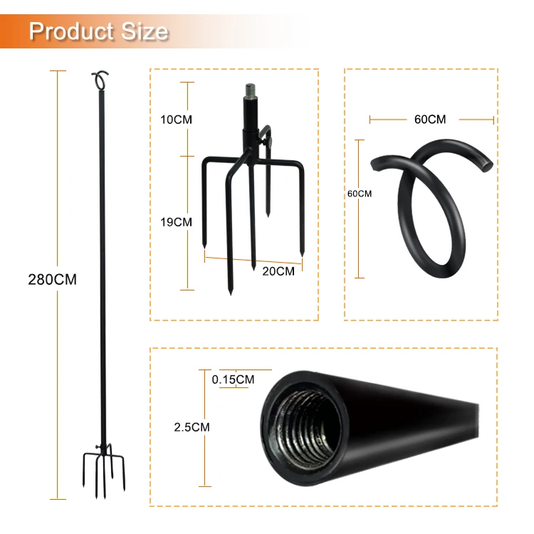 JH-Mech Light Pole Festoon Lighting Steel 2 75 m Raw Metal (комплект из