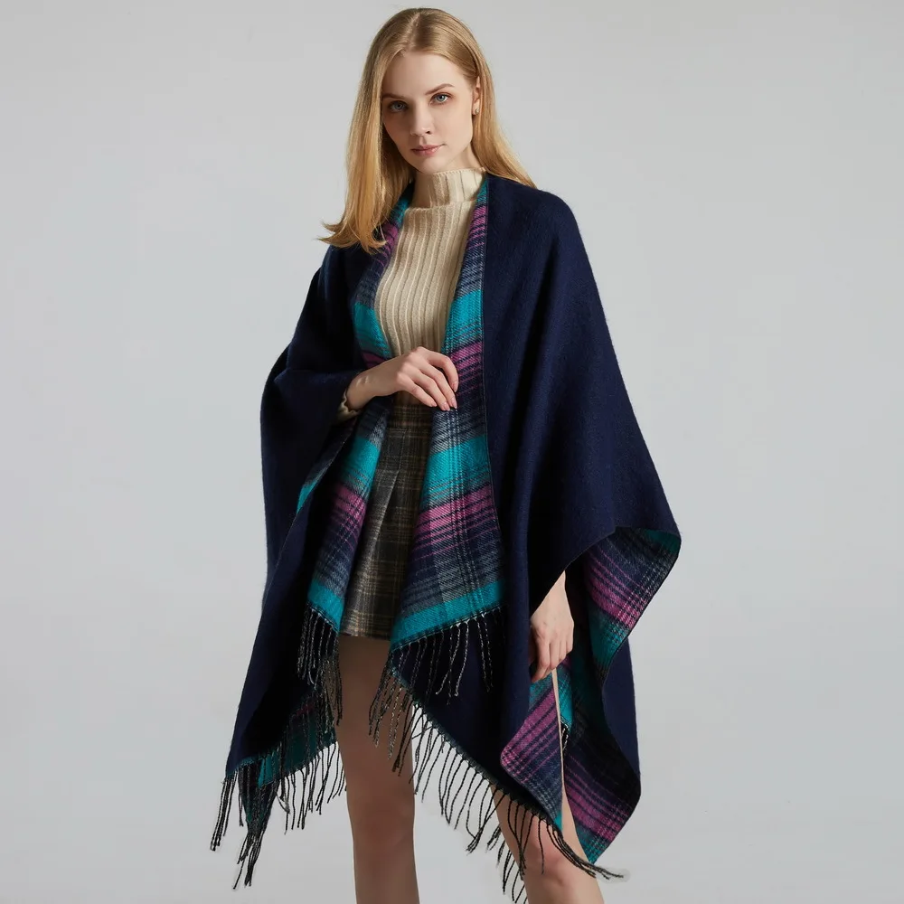 2023 Professional Manufacturer Custom Womens Autumn Winter Knitted Wool Cashmere Poncho