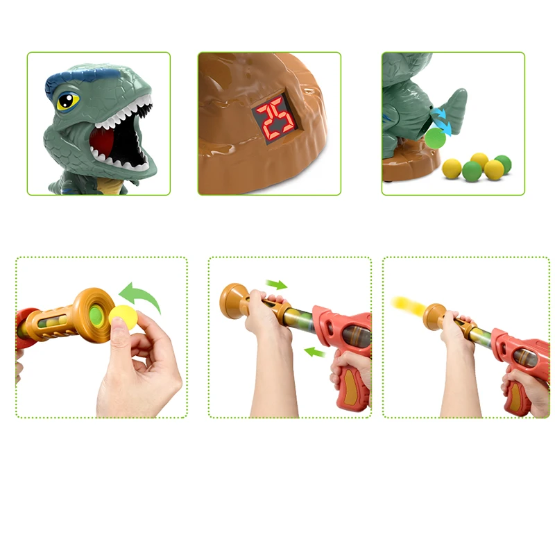 Game dinosaur sound shooting 12 EVA foam balls shoot gun shooting hunting with scoring