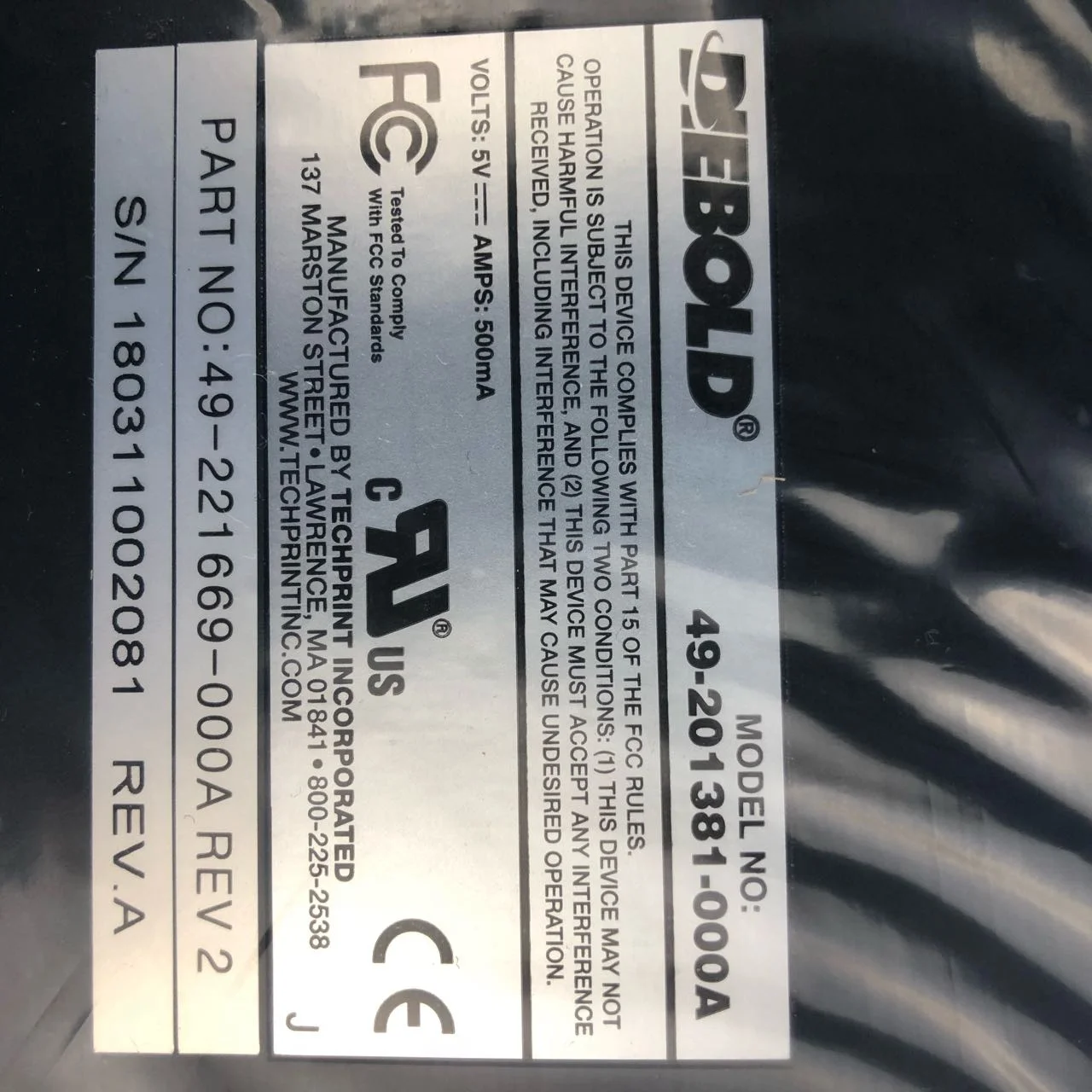 Diebold EPP Keyboard USB Maintenance Keyboard 49-221669-000A 49221669000A