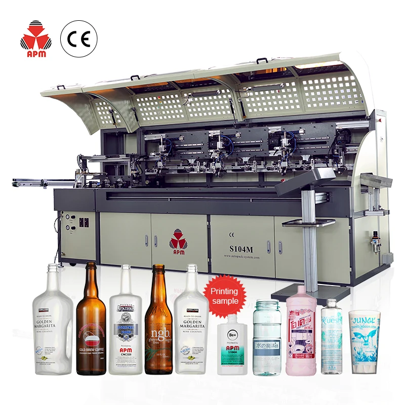 Best Selling Screen Printer CE Standard CNC LED UV 2 3  4 color Cylindrical Oval glass bottle automatic screen printing machine