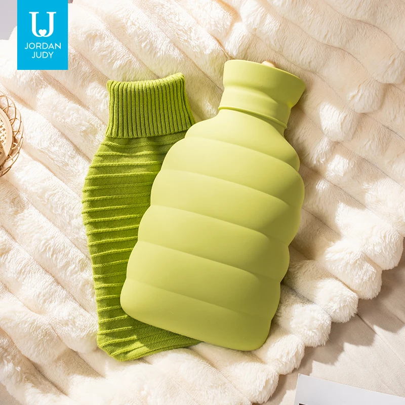 Wholesale Avocado Green Fashion Hand Warmer High Quality Rechargeable Hot Water Bottle Portable Flannel Water Filling Hot Water
