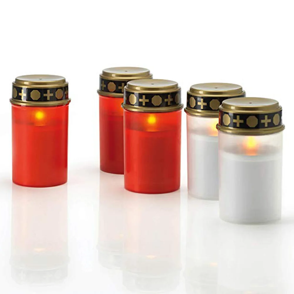 Led Solar Grave Candle Eternal Light Plastic Flickering Flameless Candle Holders Lantern