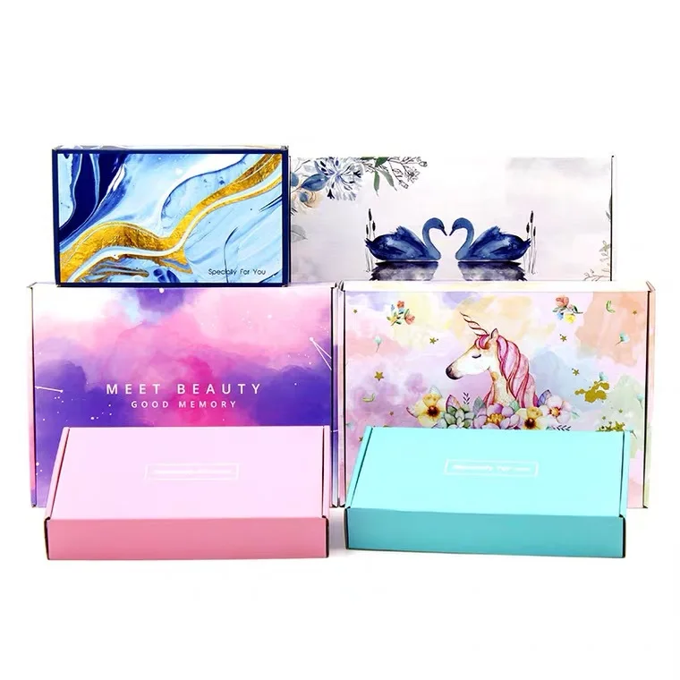 Customized exquisite color  biodegradable packaging corrugated paper shopping box clothing gift packaging folding carton