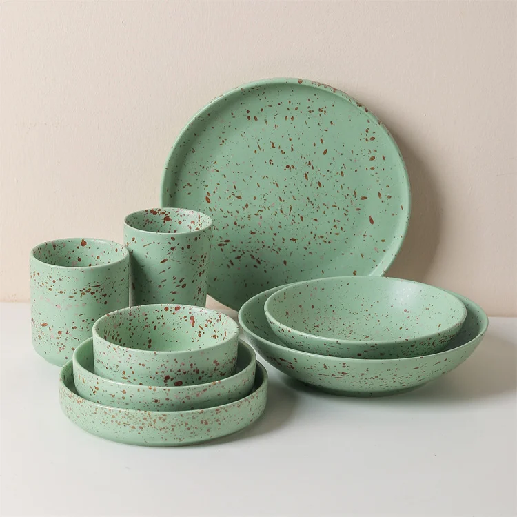 Glamorous splatter flecks design custom color nordic tableware modern dinning plates set dinnerware