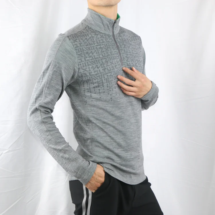 OEM 100% Merino Wool Knitted Fleece Top Cheap Wholesale Merino Wool V-Neck T Shirt Long Sleeve Custom Crewneck Sweatshirts Fit