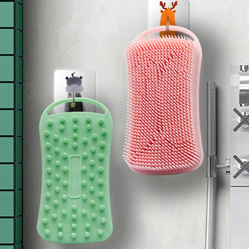 Soft Silicone Bath Body Brush Double Cleansing Hair Head Washing Comb Silicone Brush