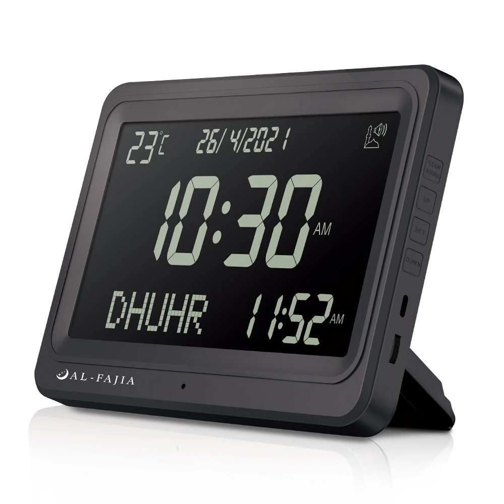 Digital Azan Clock l Timepiecewith Multi Athan Sound Date Week Temperature Prayer Times
