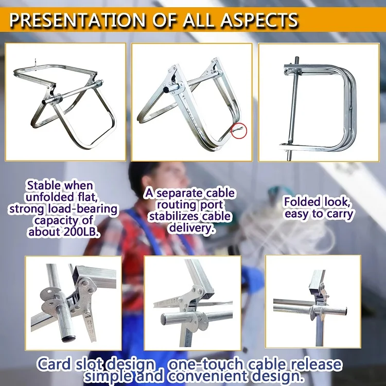 JH-Mech Custom Durable Single Commercial 100 Lb Capacity Industrial Grade Carbon Steel Folding  Wire and Cable Caddy